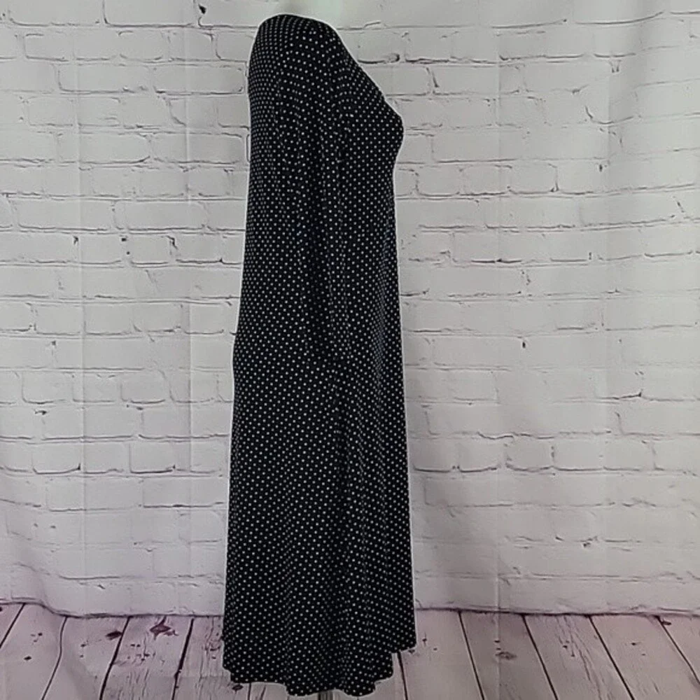 Talbots Black with White polkadot long sleeve dress. Size 12P.